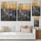 Designart - Blue Tram At Sunset With Church During Sunset - Nautical & Coastal Print on Natural Pine Wood